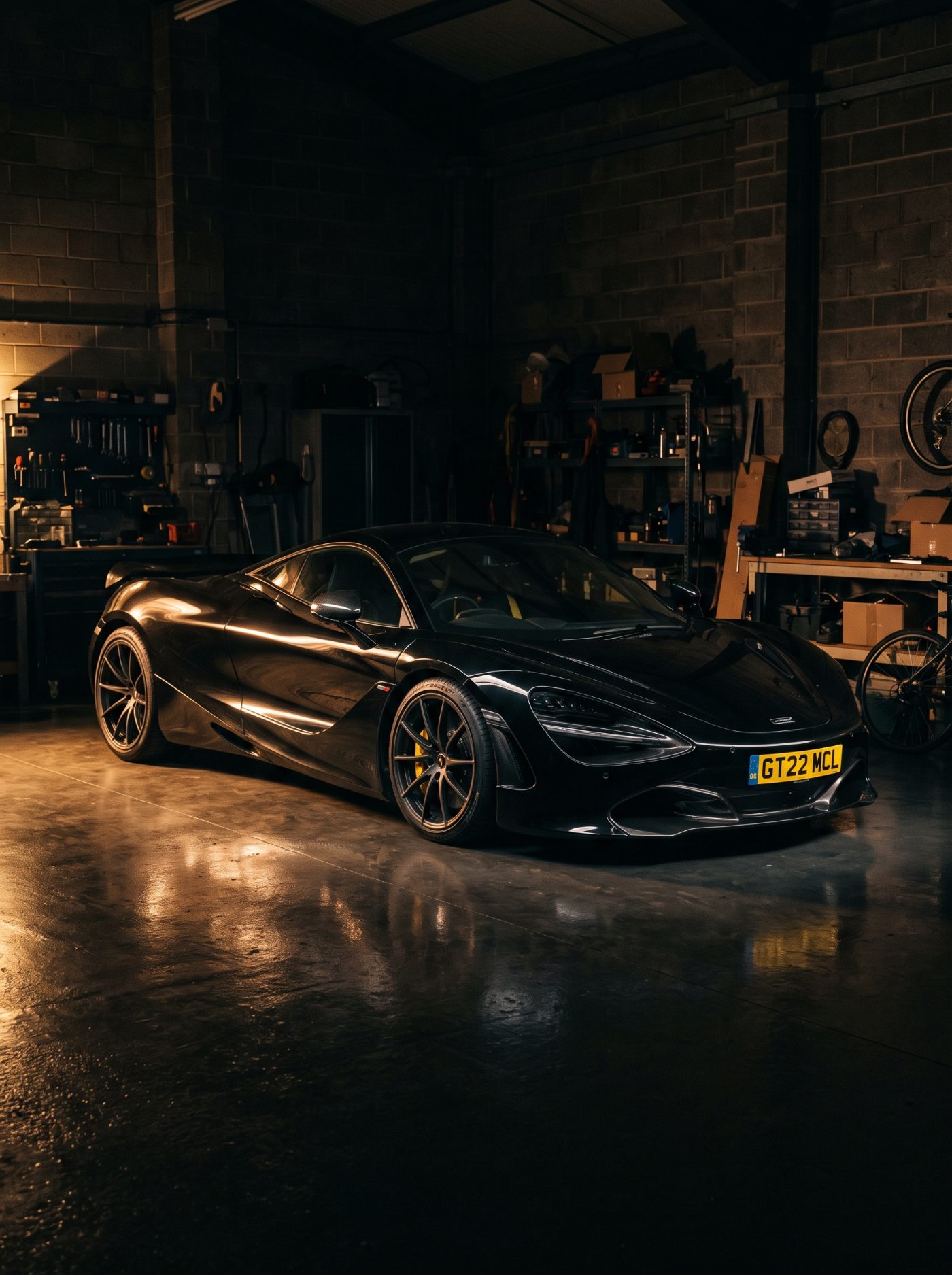 A supercar in a private garage (concept image)