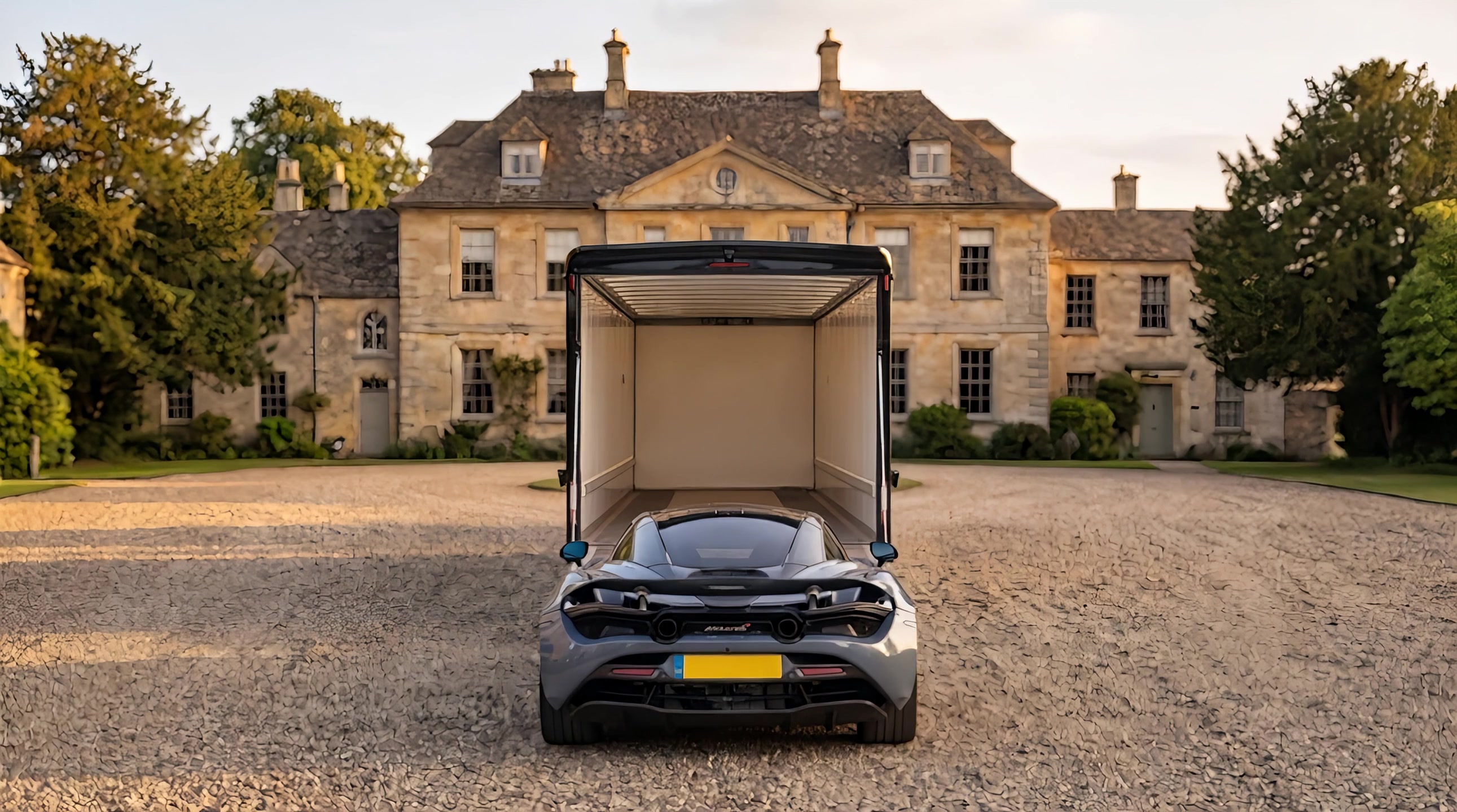The rear door lowered into a shallow loading ramp